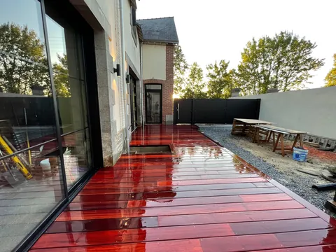 Wanted French doors and a beautiful deck, so I gave myself a task. Results after many, many weekends. 