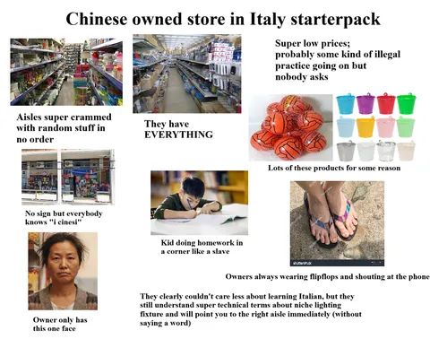 Chinese owned store in Italy starterpack