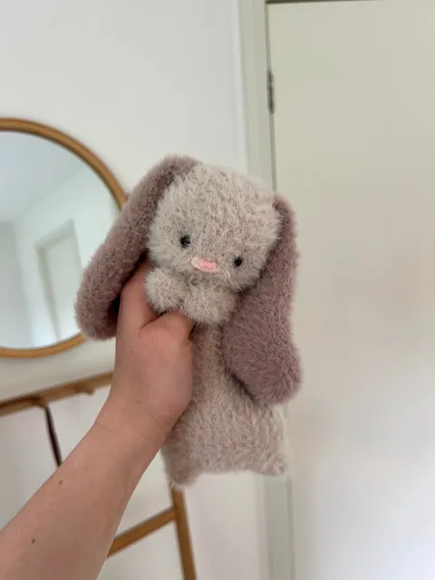 I crocheted this sweet floppy bun and I love her