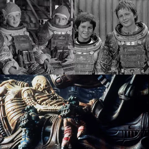 Ridley Scott used his own kids Jake and Luke in Alien (1979) to create the illusion of larger sets by having them wear scaled down spacesuits