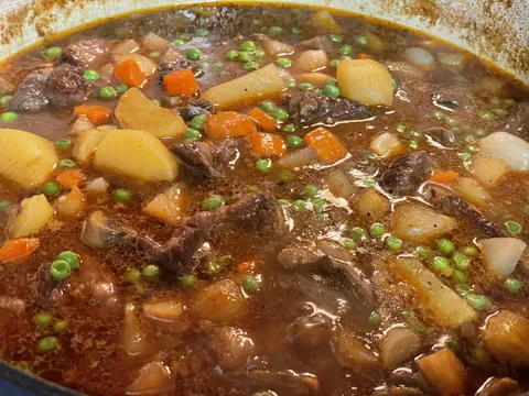 [Homemade] Beef stew with turnips, parsnips, potatoes, carrots, and mushrooms
