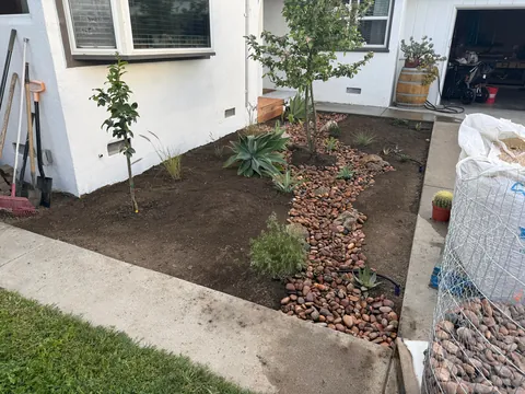 Small Front Yard Overhaul - Desert Landscape with Dry Creek in SoCal