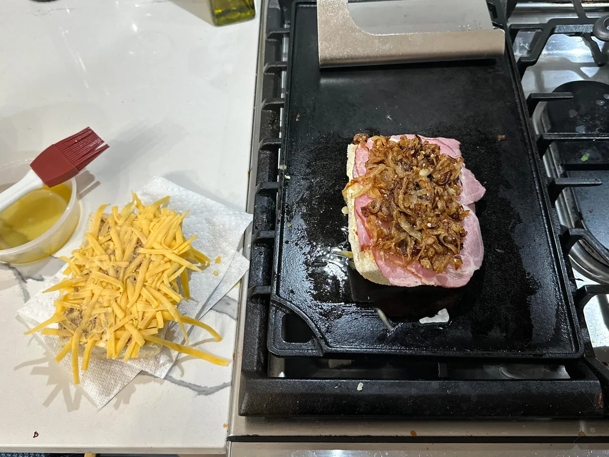 [homemade] smoked butt and cheddar w/onion and onion