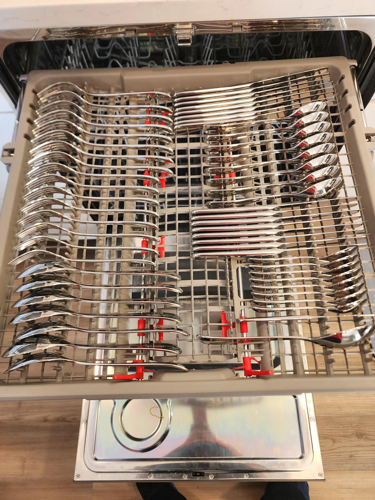 The way our new flatware set fits perfectly on the top rack for a first wash