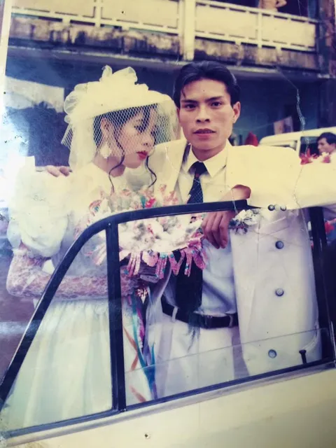 My mom and dad on their wedding day in the 90s