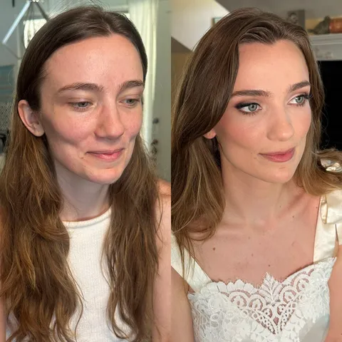 Bridal makeup before and after for an ethereal wedding 