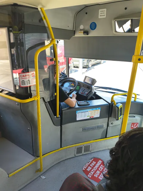 My bus driver on his personal phone, while actively driving. He is not checking the route or stops- that one was mounted in front of him. [OC]