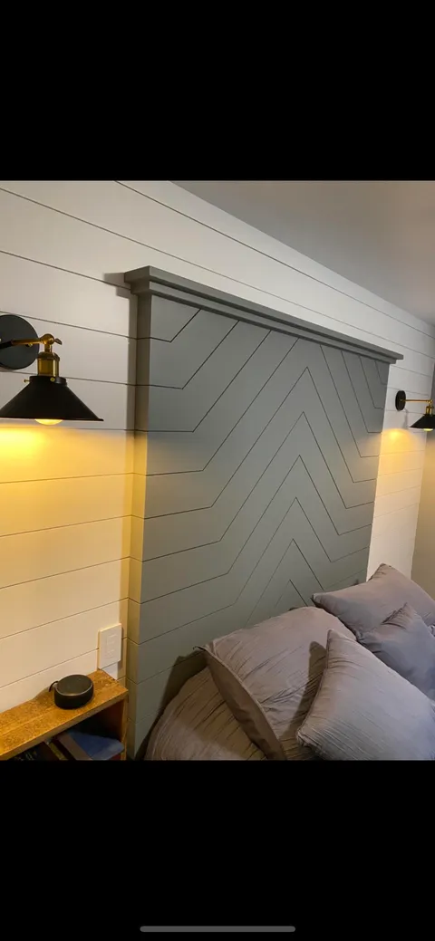 The way I built my headboard to meet the shiplap lines