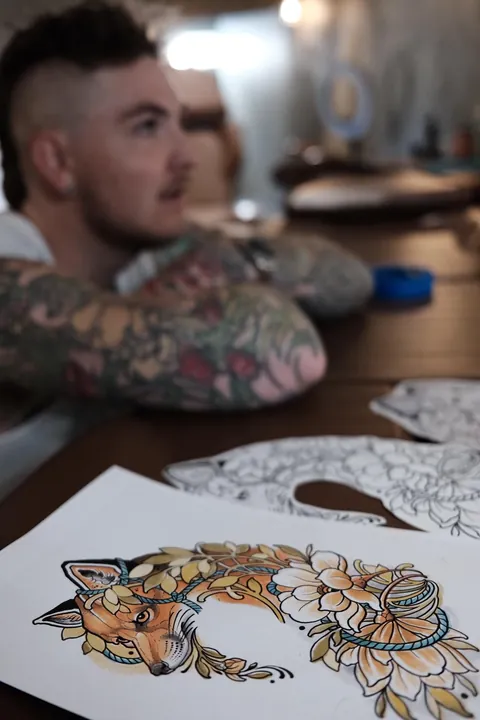 I flew across the world to get my head tattooed. "The Fox" By Sam Clark Tattoos, Wayfarers Trading Co, Avalon, AU