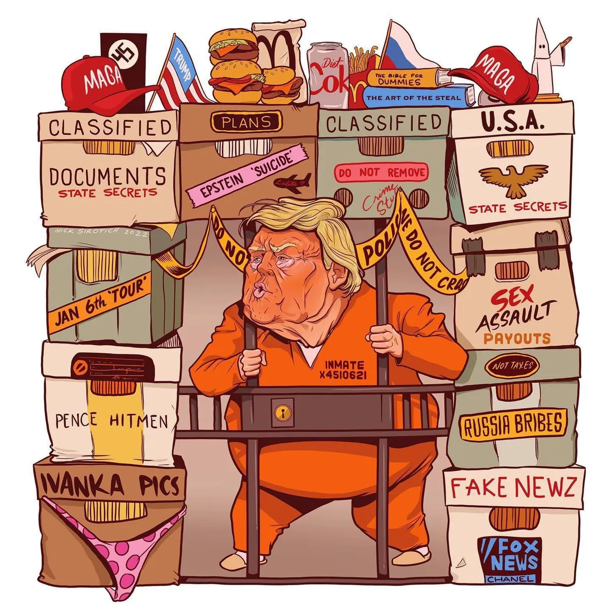 ‘A prison of his own making’, nicksirotich/ me, pen and ink with digital color, 2022