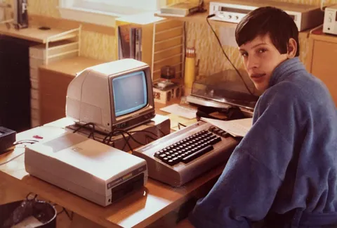 My Father With His Commodore 64 Computer - 1983ish