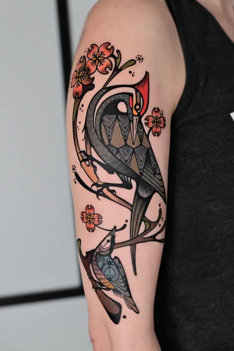 Birds by me, Max Murphy at Living Lore Tattoo in Ellicott City, MD