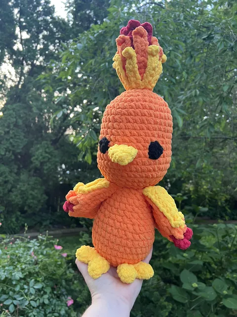 I crocheted this phoenix and my fiancé keeps calling it Torchic