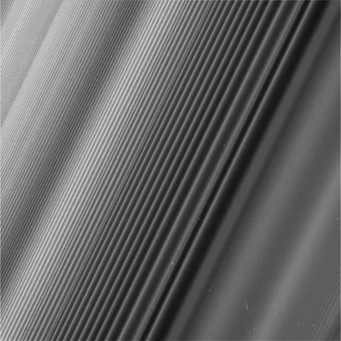 Cassini imaged the Janus 2:1 spiral density wave in Saturn's rings on June 4, 2017.