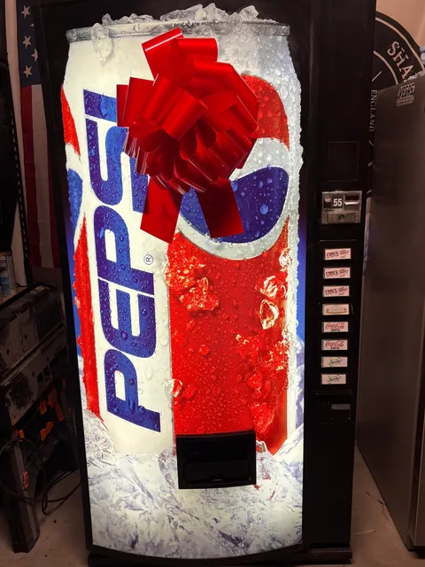 My husband bought an out-of-service vending machine and filled it with my favorite drinks as a Christmas gift