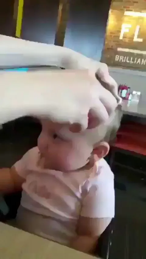 This baby is visually impaired, and then he was given additional glasses, so he could see clearly. His smile when he saw his mother and father clearly!