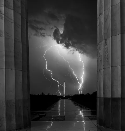 Lightning Strike Black and White Conversion