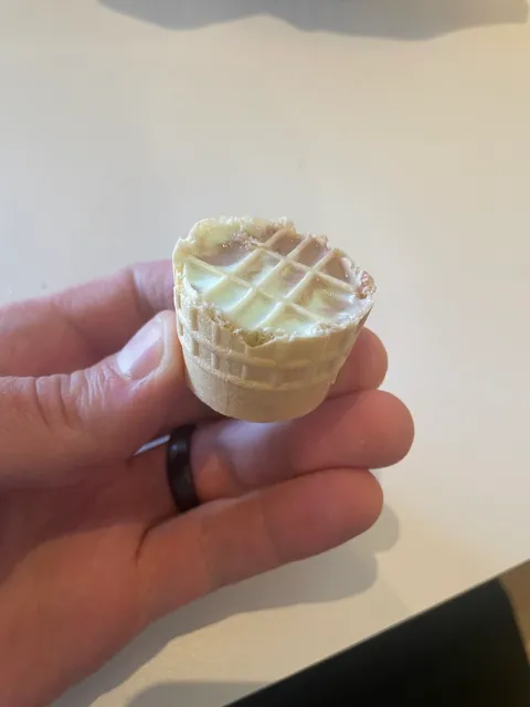 Eating this part of the ice cream cone