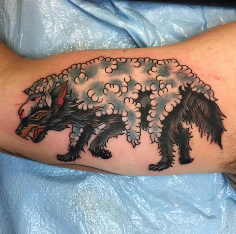 Wolf in sheep’s clothing done by Tony Klett @ Naysayer Tattoo in Mesa, Arizona.