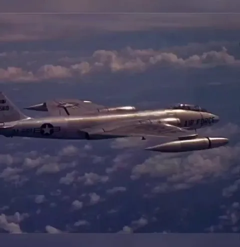 In March 1954, the Castle Bravo test was conducted over Bikini Atoll, a detonation of the most powerful nuclear device in US history, filmed from a B-57 Canberra