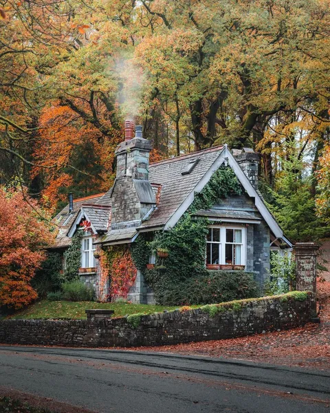 Stone cottage at Lake District, England.