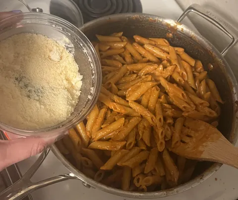 I mixed this cheese into the sauce.