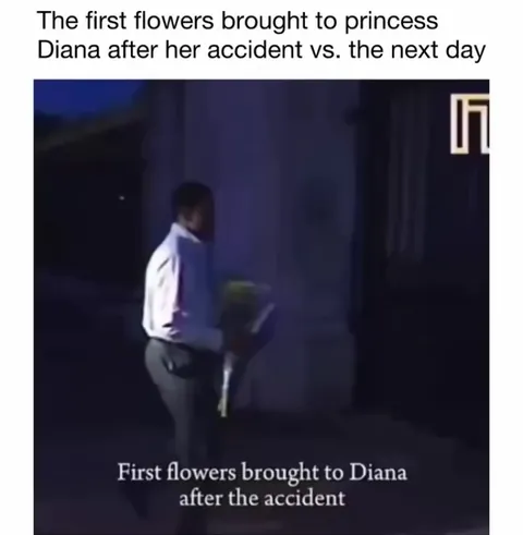 Flowers brought to princess Diana after her accident