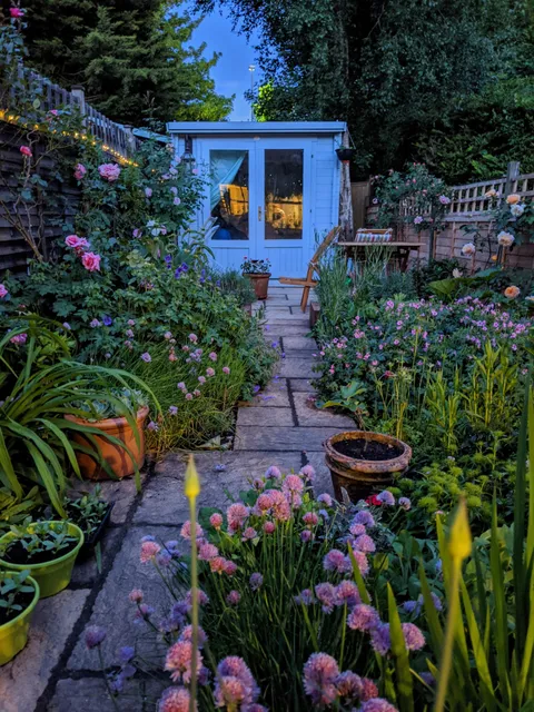Gardens take on a peaceful vibe in the evening twilight