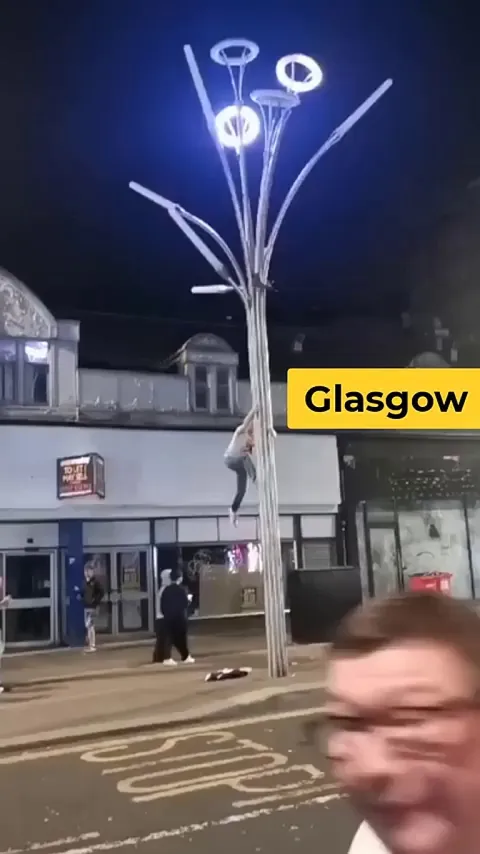 Man scales street light to free seagull