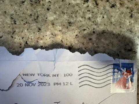 A letter that was mailed to me in November 2023 finally reached my house TODAY