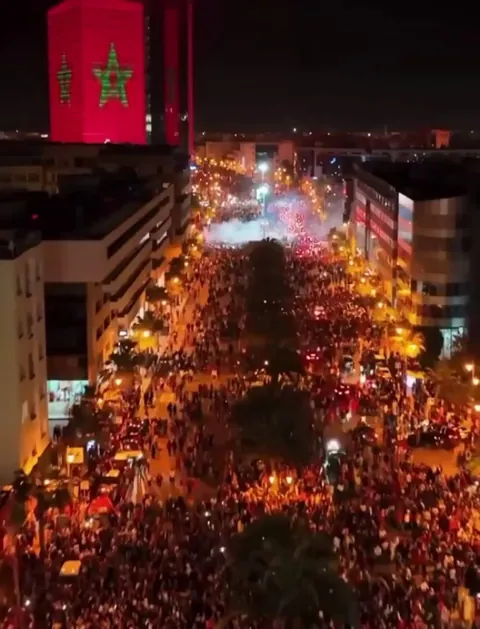Nighttime celebrations in Rabat, Morocco after becoming U-20 World Champions