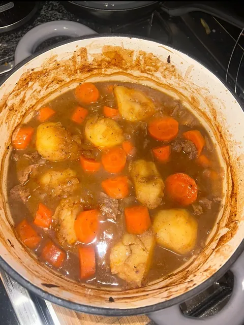 Beef stew and sourdough bread. All [homemade].