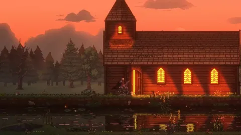 A church with cemetery including ghosts 👻👻👻