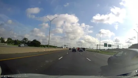 Idiot in truck stops 3 lanes of highway to make his exit [oc]