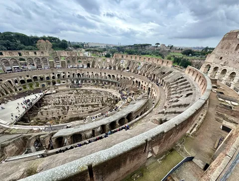 A view of Rome’s Colosseum from the Belvedere (upper levels)