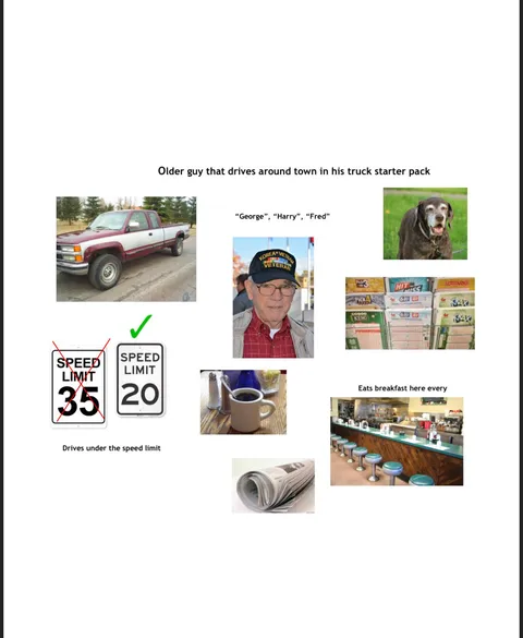 Older guy that drives around town starter pack