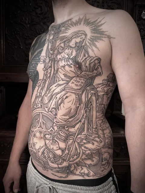 Torso tattoo made by me (Ivan Zagusta) at Zaraza tattoo shop in Warsaw, Pl