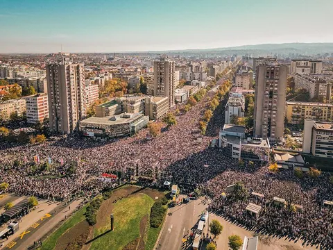 Novi Sad, Serbia, one year after the tragic canopy collapse crushed 16 people