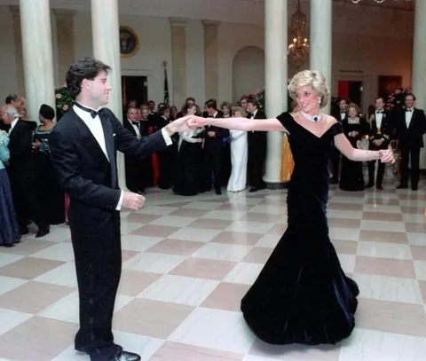 Princess Diana dancing with John Travolta at the White House, 1985.