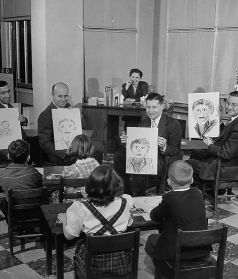 These kids were asked to draw their fathers from memory, 1949. Which one is your favourite?