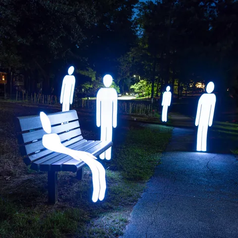 ITAP of light painted men by a bench