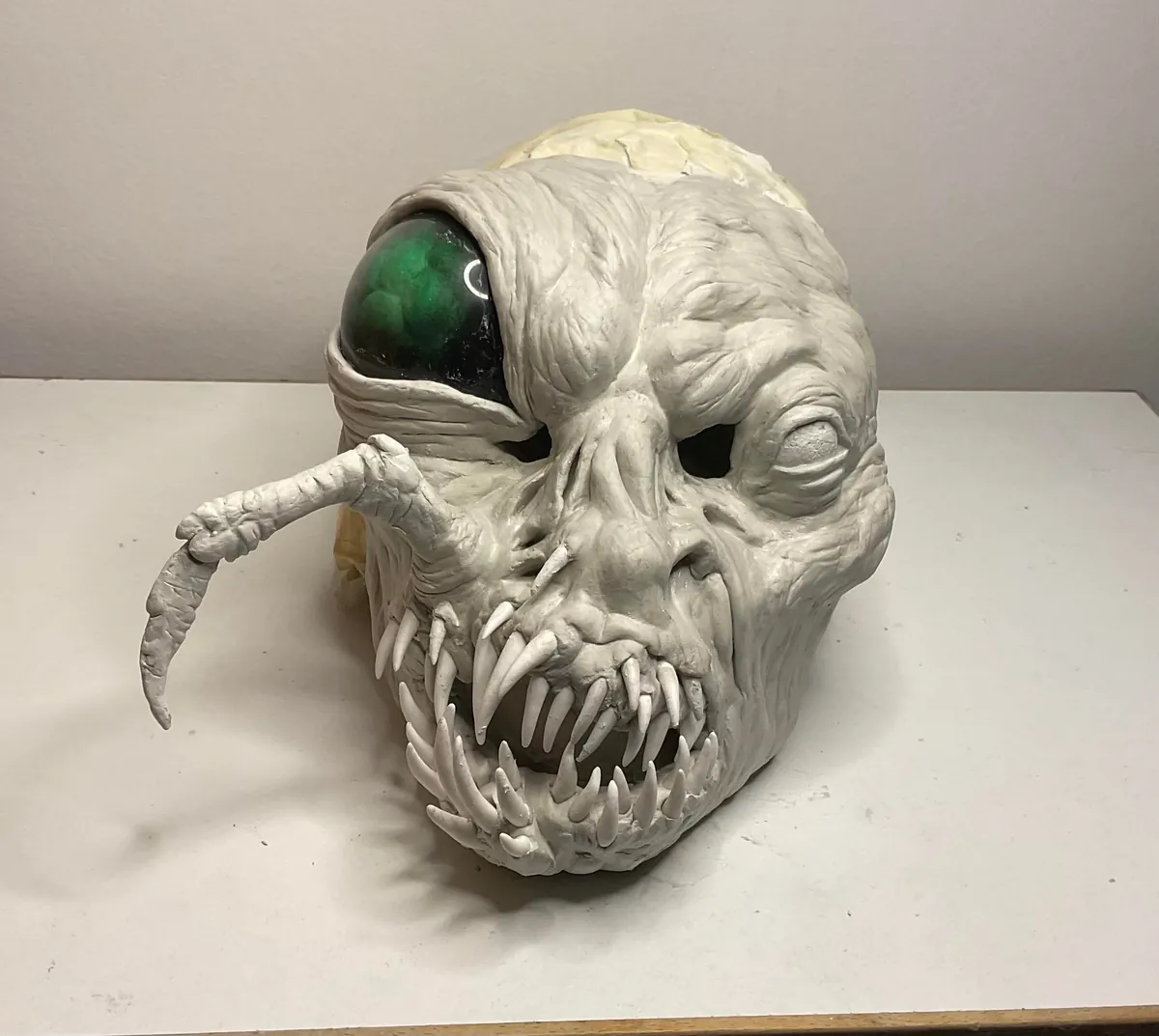 Here’s an insectoid mutant mask I’m working on with air-drying clay.