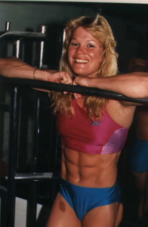 Olympic and commonwealth hurdle athlete, Wendy Jeal (aka "the woman with the steel legs") training for the 1988 Seoul games.