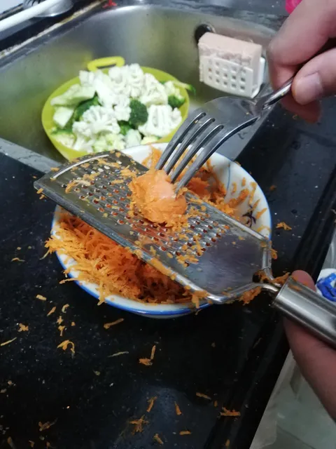 Use a fork when grating last bits of food to avoid possible injury and to shred really really really quickly