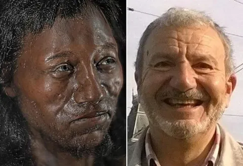 A 10,000-year-old skeleton was found inside a cave in England, and was nicknamed "Cheddar Man". His DNA was tested and it was concluded that a living relative was teaching history about half a mile away, tracing back nearly 300 generations and they seem to share facial features too. 