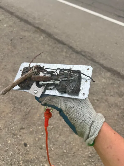 [OC] I volunteer in the Bay Area. I use a magnet to remove objects that can cause flat tires.
