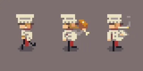 Fat chef NPC in 16 pixels