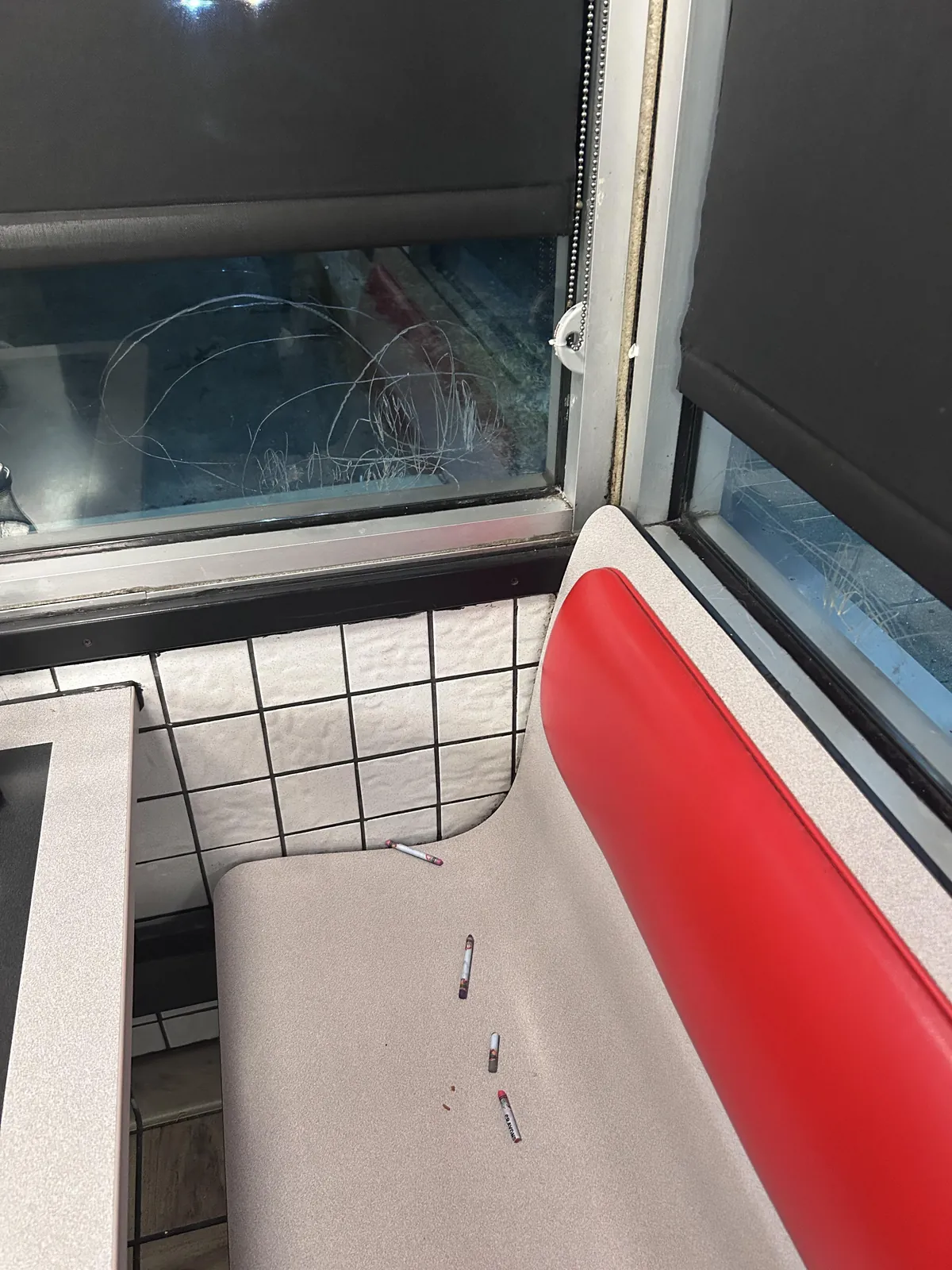 Customers let their kids draw all over the windows with crayons, left without saying anything then didn’t even leave my server a tip