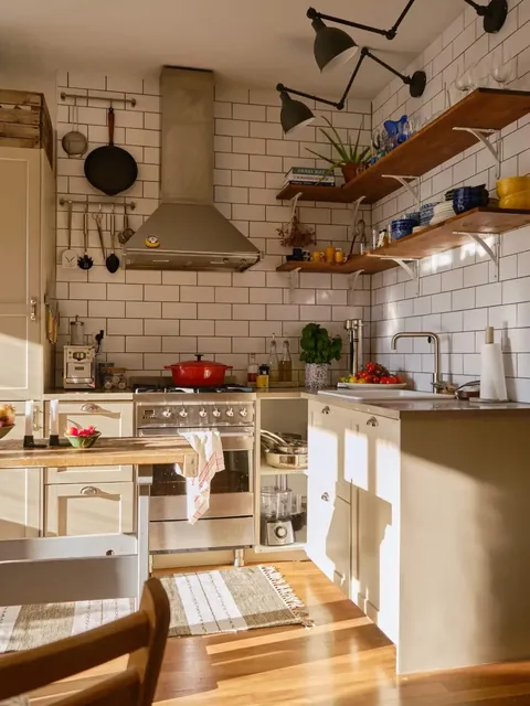 Subway-tiled kitchen in a renovated 1930s apartment, Stockholm, Sweden [1200x1600]
