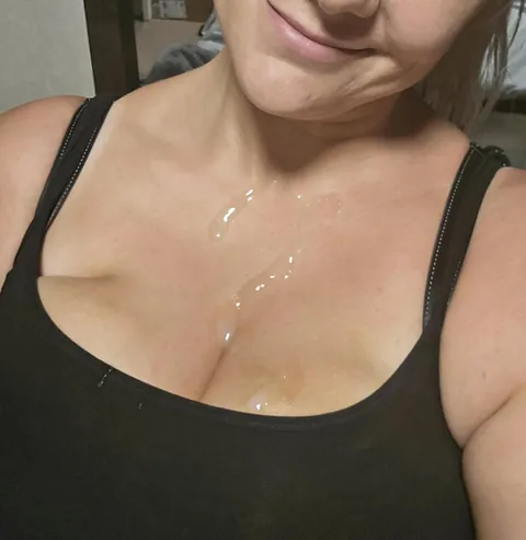 No matter where he aims, it goes down my cleavage and pools in my bra